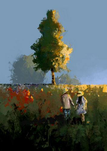 An Evening Stroll Scenery Art Print & Canvas