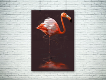 Load image into Gallery viewer, Flamingo Bird Canvas Art Hanging on Brick Wall

