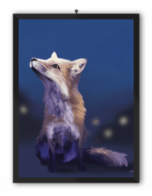 Load image into Gallery viewer, Fox at Night Animal Art Print
