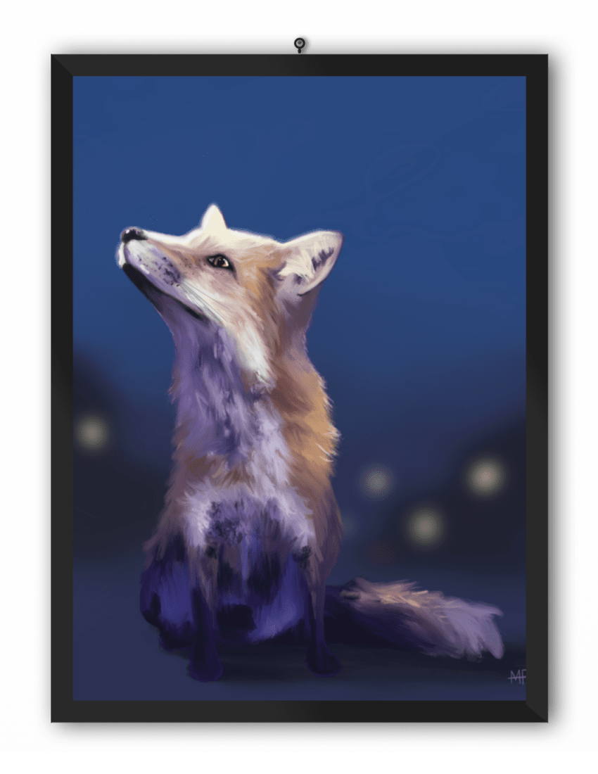 Fox at Night Animal Art Print