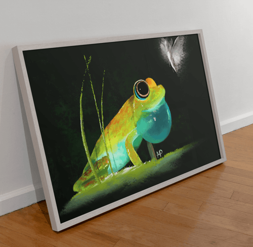 The Frog and the Moth Animal Art Print