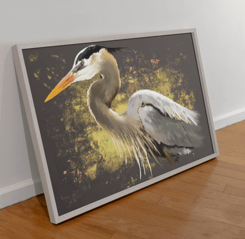Grey Heron Bird Art Print