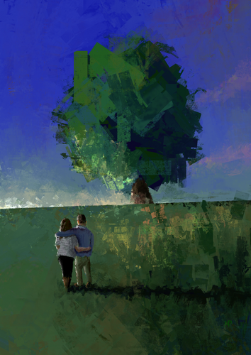 Romantic Stroll Scenery Art Print & Canvas