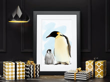 Load image into Gallery viewer, Penguin &amp; Chick Bird Art Print
