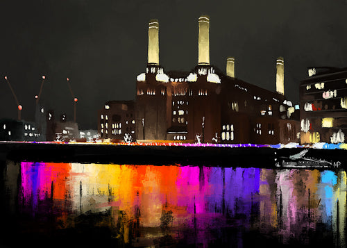 Battersea at Night Art Print Canvas